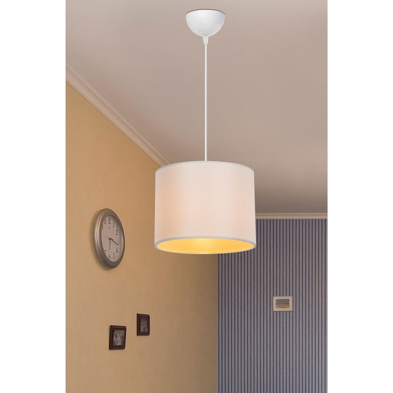 Suspension luminaire Plafonnier PΕ27 blanc crème D22x60cm