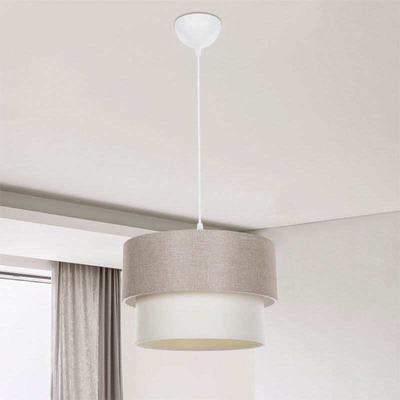 Suspension luminaire Plafonnier Ε27 beige D30x72cm