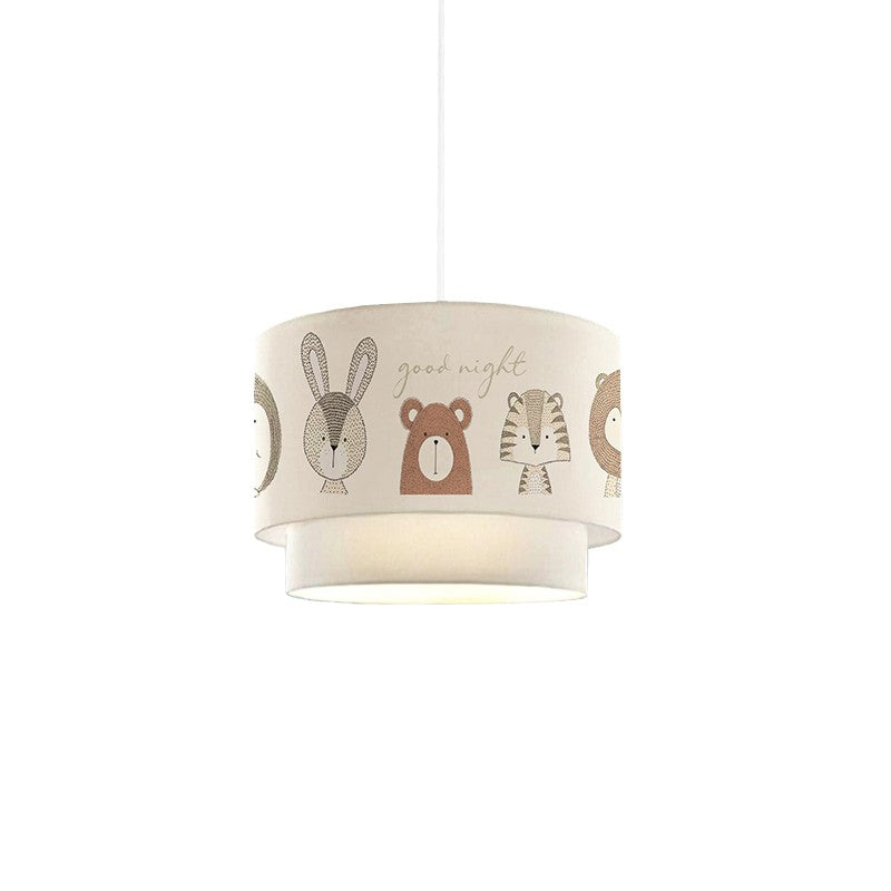 Plafonnier suspension luminaire pour enfants  E27 blanc-gris-marron D30x20cm