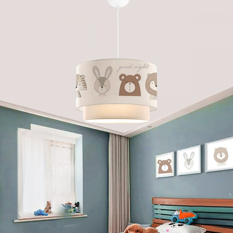 Plafonnier suspension luminaire pour enfants  E27 blanc-gris-marron D30x20cm