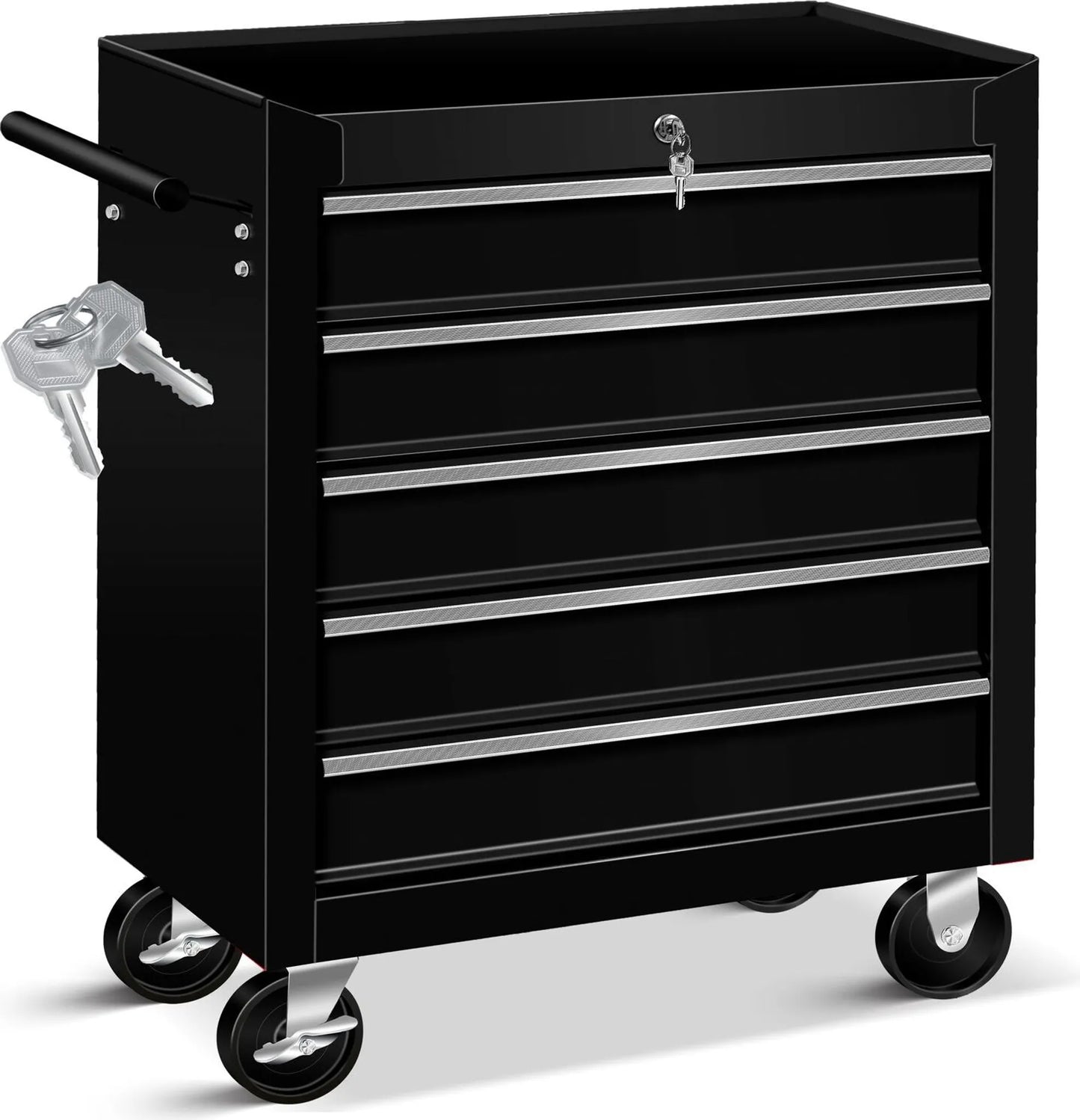Chariot d'atelier Chariot d'outillage Caisse à outils Compartiments Toolbox Tool-Box 5 compartiments Noir