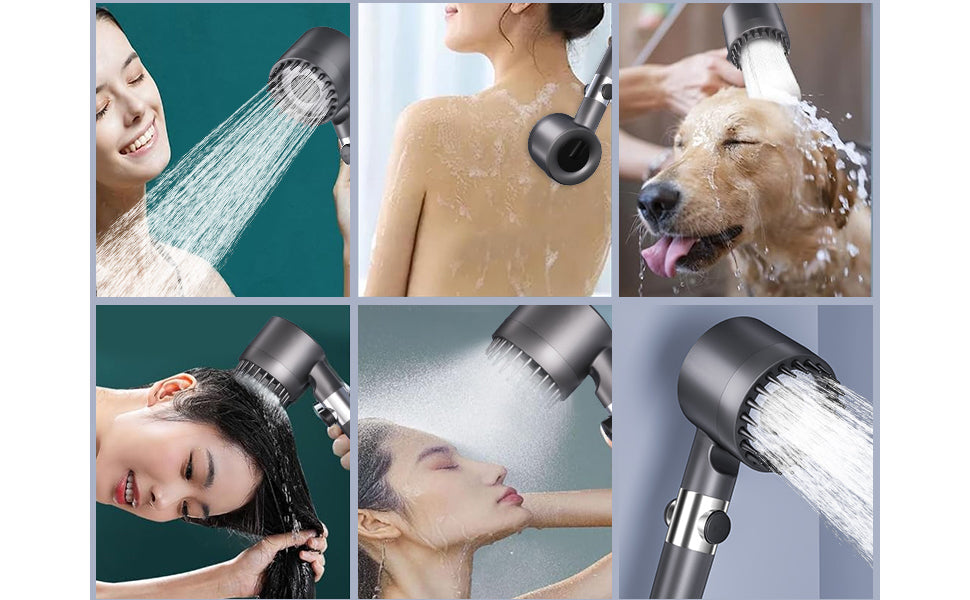 Pommeau de Douche massage Haute Pression Economiseur d'eau filtre Anti Calcaire  1.5M + Support