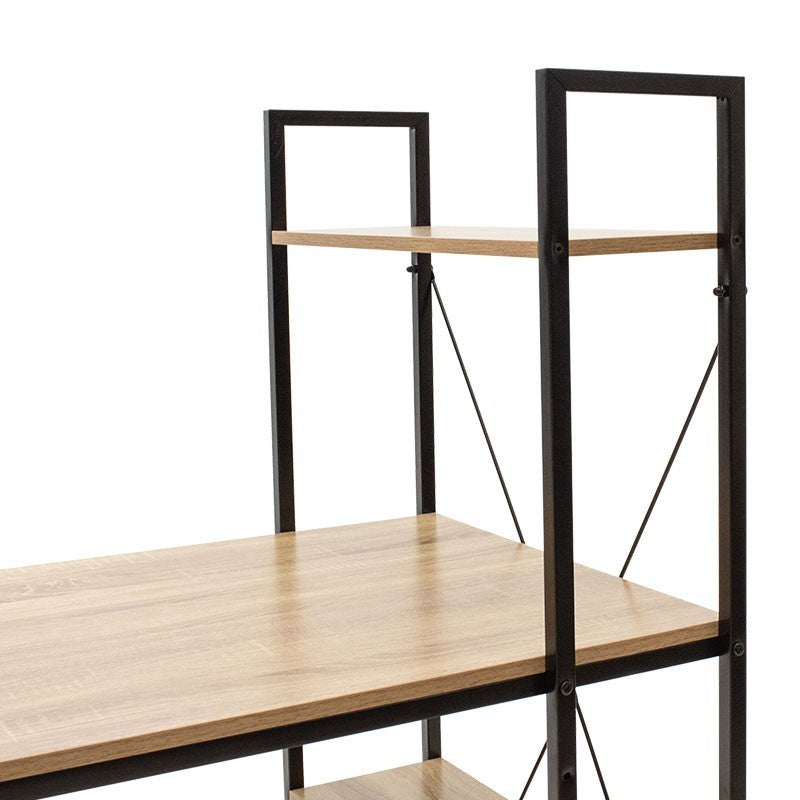 Bureau réversible avec étagères chêne avec structure en métal noir 122x64x120 cm