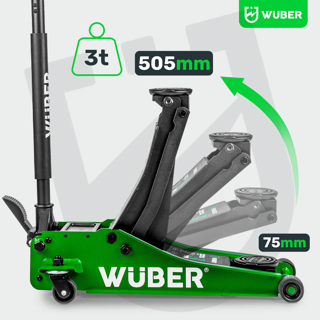 Cric de voiture Wuber 3T 75 à 505 mm