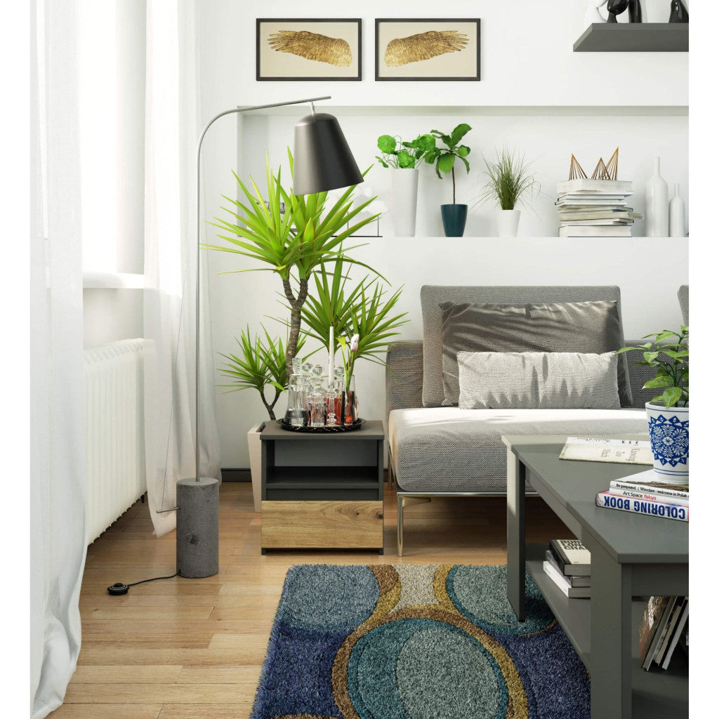 Table de chevet LINA anthracite 1 tiroir bois 40x35x40 cm