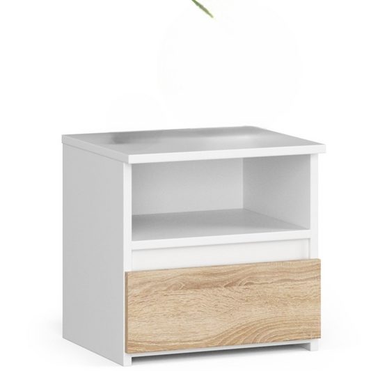 Table de chevet  blanche tiroir chêne Sonoma 40X35X40 cm